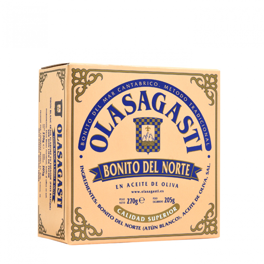 OLASAGASTI -Delicias del Mar Cantábrico- Tronco entero de Bonito del Norte en aceite de oliva 270g